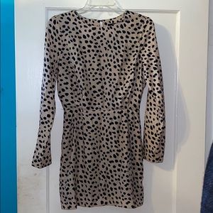 Leopard print long sleeve dress